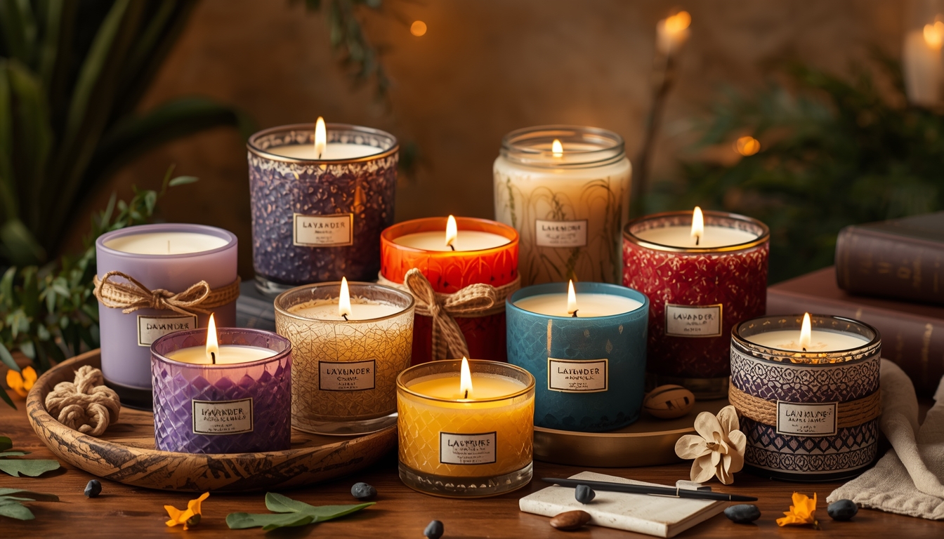 Collection of handcrafted scented candles